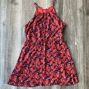 Collective Concepts Dress Red Printed Floral Midi Dress Size Large Petite